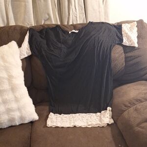 Elegant Black Lace Trim Mini Dress